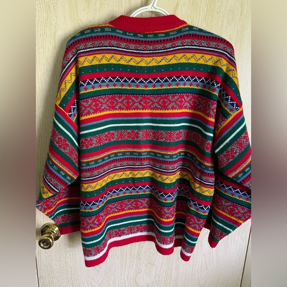 Vintage GINO PARIS Colorful Multicolor Cardigan Sweater made in France Sz Large - Picture 7 of 12